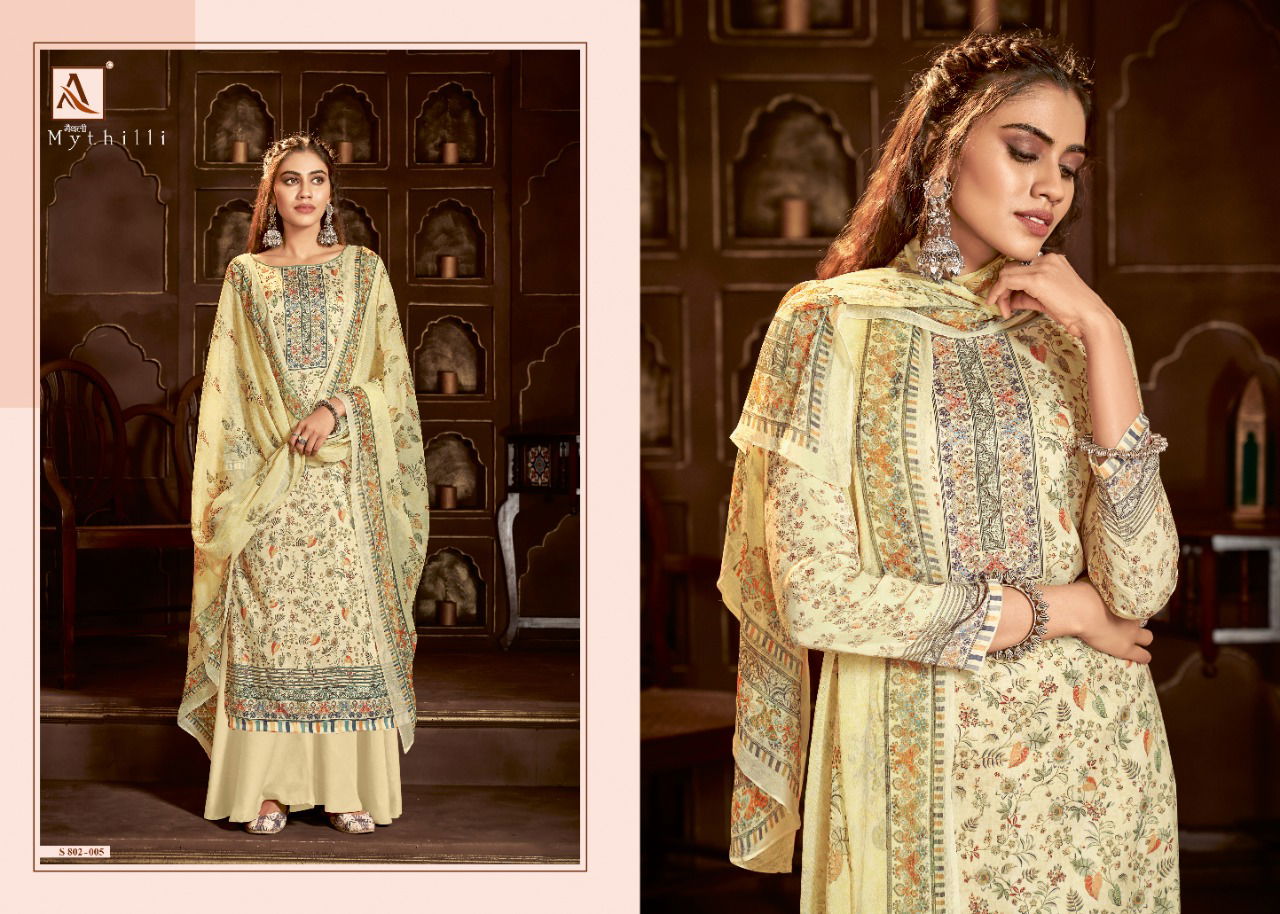 Alok Mythilli 2 Designer Casual Regular Wear Pure Jam Cotton Digital Printed Thread Embroidery And Swarovski Diamond Work Dress Material Collection